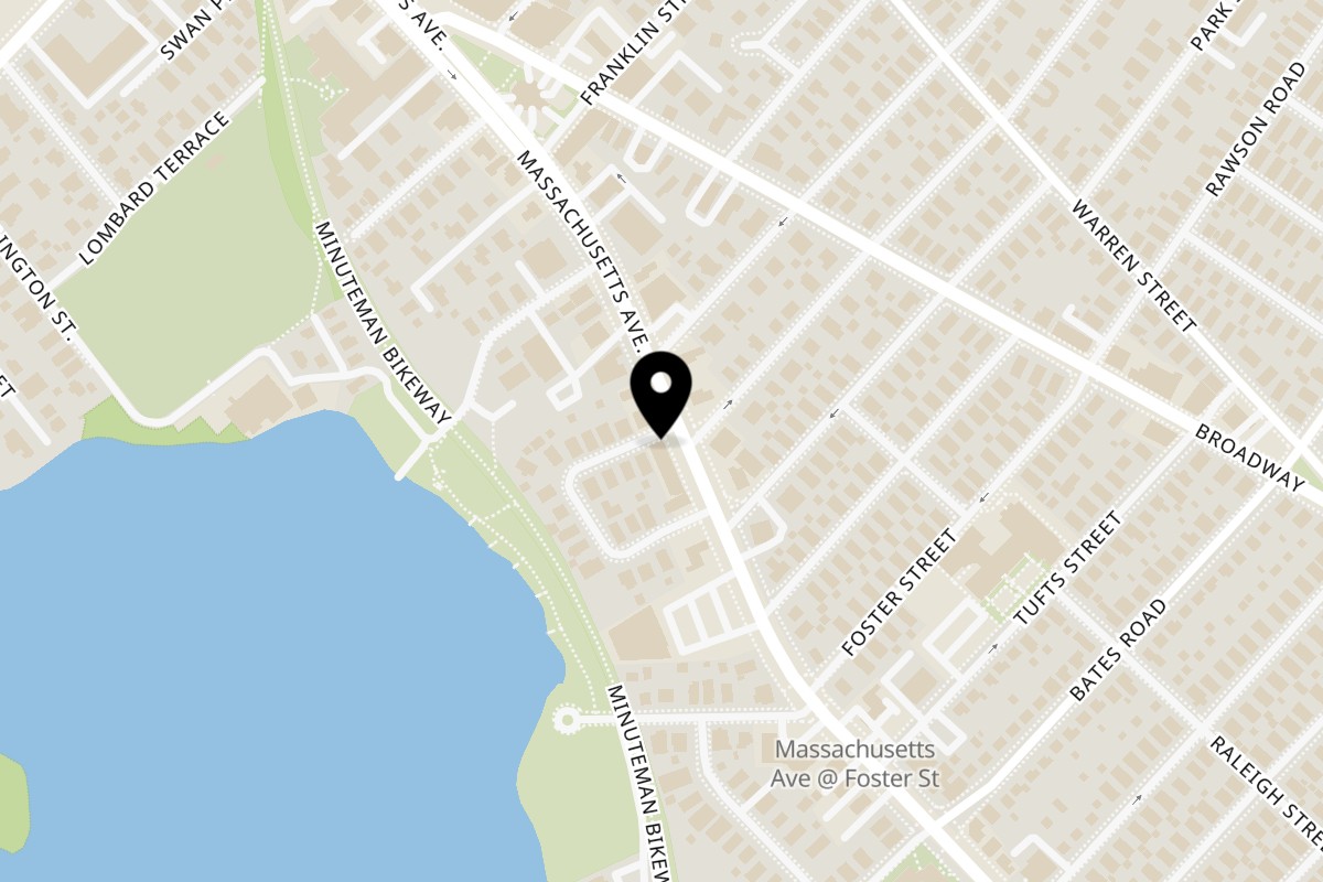 Map showing the location of Makalu Boston on 352A Massachusetts Ave in Arlington